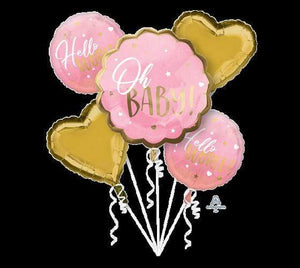Amscan_OO Balloon - Airwalkers & Bouquets Oh Baby Girl Balloon Bouquet 5pk
