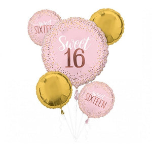 Amscan_OO Balloon - Airwalkers & Bouquets Sweet Sixteen Blush Birthday Balloon Bouquet 5pk