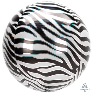 Amscan_OO Balloon - Bubble, Orbz & Cubez Zebra Print Orbz Foil Balloons 38cm x 40cm  Each