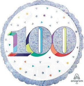 Amscan_OO Balloon - Foil Holographic Here's to Your Birthday 100th Foil Balloon 45cm Each