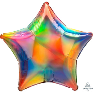Amscan_OO Balloon - Foil Holographic Iridescent Rainbow Star Foil Balloon 45cm Each