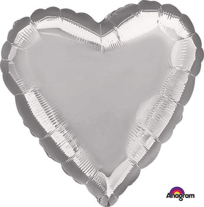Amscan_OO Balloon - Foil Metallic Silver Heart Foil Balloon 45cm Each