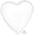 Metallic White Heart Foil Balloon 45cm Each
