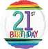 Rainbow Happy Birthday 21st Foil Balloon 45cm Each