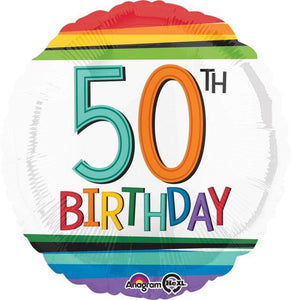 Amscan_OO Balloon - Foil Rainbow Happy Birthday 50th Foil Balloon 45cm Each