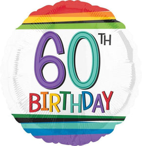 Amscan_OO Balloon - Foil Rainbow Happy Birthday 60th Foil Balloon 45cm Each