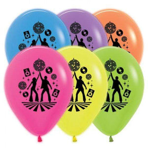 Amscan_OO Balloon - Printed Latex 70's Disco Theme Neon Assorted Latex Balloons 30cm 25pk