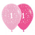 Age 1 Fashion Pink Assorted Latex Balloon 30cm 6pk