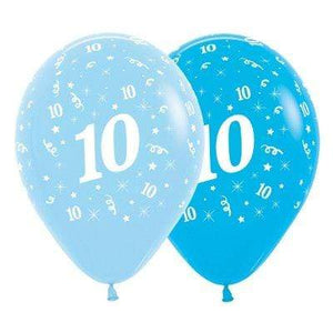 Amscan_OO Balloon - Printed Latex Age 10 Fashion Blue & Royal Blue Latex Balloons 30cm 6pk