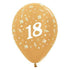 Age 18 Metallic Gold Latex Balloon 30cm 25pk