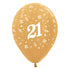 Age 21 Metallic Gold Latex Balloon 30cm 6pk