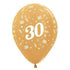 Age 30 Metallic Gold Latex Balloon 30cm 25pk
