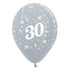 Age 30 Satin Pearl Silver Latex Balloon 30cm 25pk