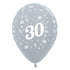 Age 30 Satin Pearl Silver Latex Balloon 30cm 6pk