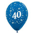 Age 40 Metallic Blue Latex Balloon 30cm 25pk