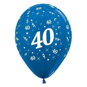 Amscan_OO Balloon - Printed Latex Age 40 Metallic Blue Latex Balloon 30cm 6pk