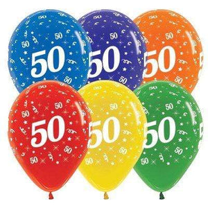 Amscan_OO Balloon - Printed Latex Age 50 Crystal Assorted Latex Balloon 30cm 25pk