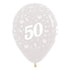 Age 50 Crystal Clear Latex Balloon 30cm 6pk