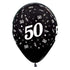 Age 50 Metallic Black Latex Balloon 30cm 25pk