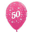 Age 50 Metallic Fuchsia Latex Balloon 30cm 6pk