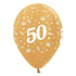 Age 50 Metallic Gold Latex Balloon 30cm 6pk