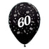 Age 60 Metallic Black Latex Balloon 30cm 25pk