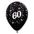 Age 60 Metallic Black Latex Balloon 30cm 6pk