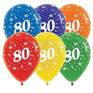 Amscan_OO Balloon - Printed Latex Age 80 Crystal Assorted Latex Balloon 30cm 25pk