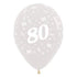 Age 80 Crystal Clear Latex Balloon 30cm 25pk
