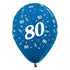 Age 80 Metallic Blue Latex Balloon 30cm 6pk