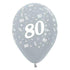Age 80 Satin Pearl Silver Latex Balloon 30cm 25pk