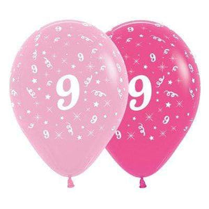 Amscan_OO Balloon - Printed Latex Age 9 Fashion Pink Assorted Latex Balloons 30cm 6pk