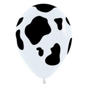 Amscan_OO Balloon - Printed Latex Barnyard Birthday Cow Black and White Print Latex Baloons 30cm 12pk
