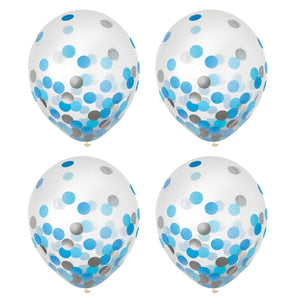 Amscan_OO Balloon - Printed Latex Blue & Silver Confetti Latex Balloon 30cm 6pk