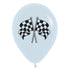 Checkered Racing Flags Fashion White & Black Ink Latex Balloons 6pk