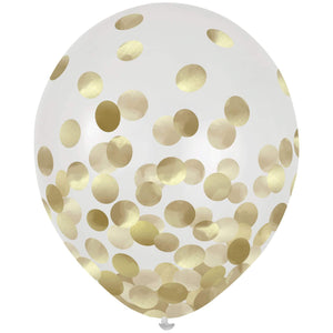 Amscan_OO Balloon - Printed Latex Confetti Gold Latex Balloons 30cm 6pk