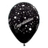 Congratulations Stars Metallic Black Latex Balloons 30cm 6pk