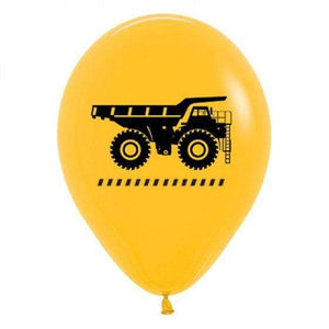 Amscan_OO Balloon - Printed Latex Construction Trucks Fashion Yellow Latex Balloons 30cm 25pk