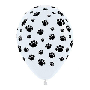 Amscan_OO Balloon - Printed Latex Dog Party Paw Prints Black And White Latex Balloons 30cm 12pk
