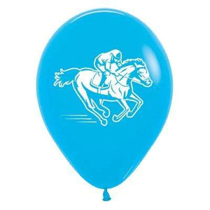 Amscan_OO Balloon - Printed Latex Horse Racing Fashion Blue Latex Balloons 30cm 6pk