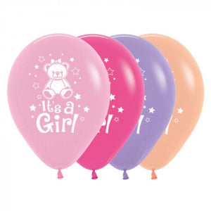 Amscan_OO Balloon - Printed Latex It's A Girl Teddy Fashion Assorted Latex Balloons 30cm 25pk