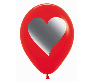 Amscan_OO Balloon - Printed Latex Silver Heart Printed Red Latex Balloons 30cm 25Pk