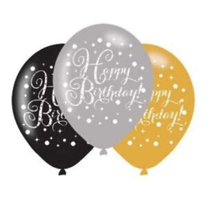 Amscan_OO Balloon - Printed Latex Sparkling Celebration Happy Birthday Latex Balloon 30cm 6pk