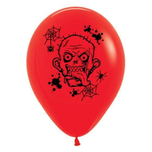 Amscan_OO Balloon - Printed Latex Zombie Horror Fashion Red Latex Balloons 30cm 6pk