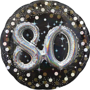 Amscan_OO Balloon - Supershapes, Numbers & Letters 80th Sparkling Birthday Holographic Supershape Foil Balloon 91cm Each