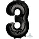 Balloon - Supershapes, Numbers & Letters Black / 3 Numeral SuperShape Foil Balloon 86cm Each