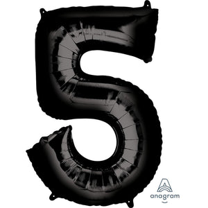 Balloon - Supershapes, Numbers & Letters Black / 5 Numeral SuperShape Foil Balloon 86cm Each