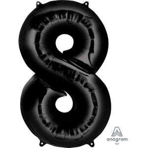 Balloon - Supershapes, Numbers & Letters Black / 8 Numeral SuperShape Foil Balloon 86cm Each