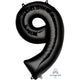 Balloon - Supershapes, Numbers & Letters Black / 9 Numeral SuperShape Foil Balloon 86cm Each