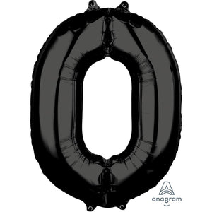 Amscan_OO Balloon - Supershapes, Numbers & Letters Black Numeral 0 Mid-Size Shape Foil Balloon Balloon 66cm Each